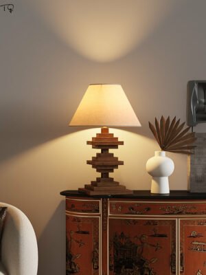 Chinese Classical Retro Wood Art Decorative Table Lamp Wabi-sabi Modern Light Fixture Living Room Study Bedroom Bedside Homestay 1