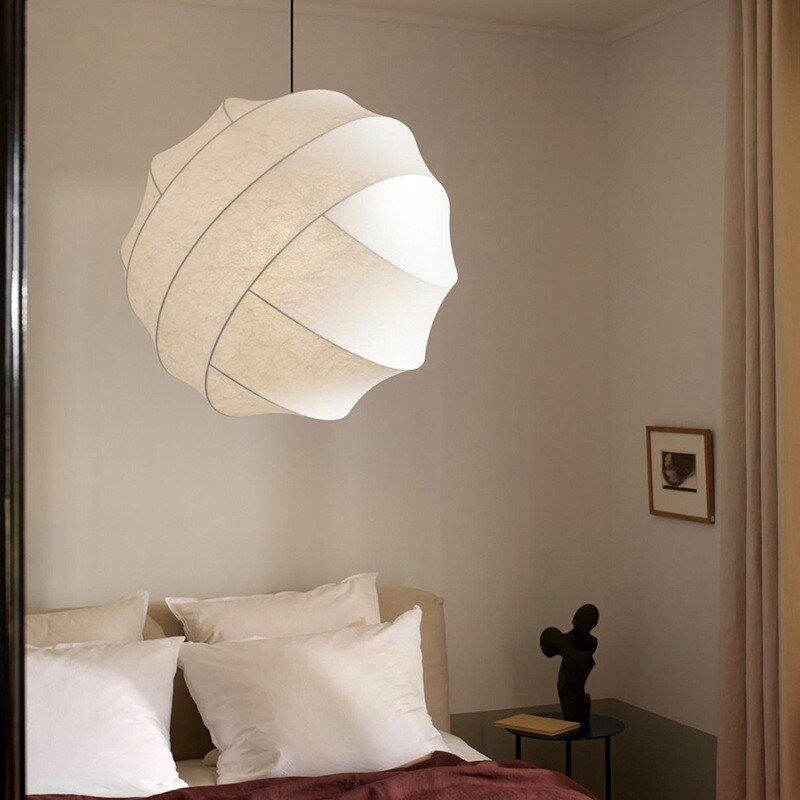Wabi-sabi Silk Cloth Pendant Lamp for Kitchen Living Room Bedroom Japanese Aesthetic Room Decor Lighting Appliance Chandelier 3
