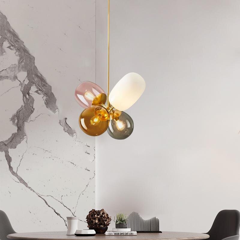 Glass Pendant Light Candy colors pendant Lamp Design Deco Nordic Led Hanging Light Fixtures Bedroom Luminaire Suspension lamp 3