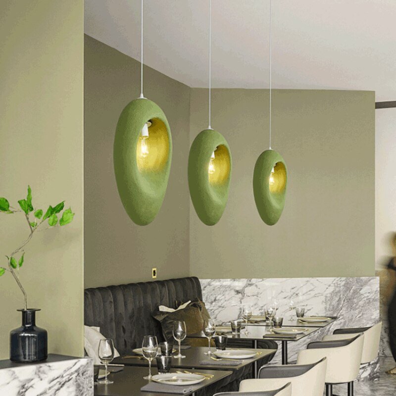 Wabi Sabi Designer Creative Chandelier Living Room Bedside Decor Fresh Green Atmosphere Nordic INS Japanese Style Pendant Lamps 5