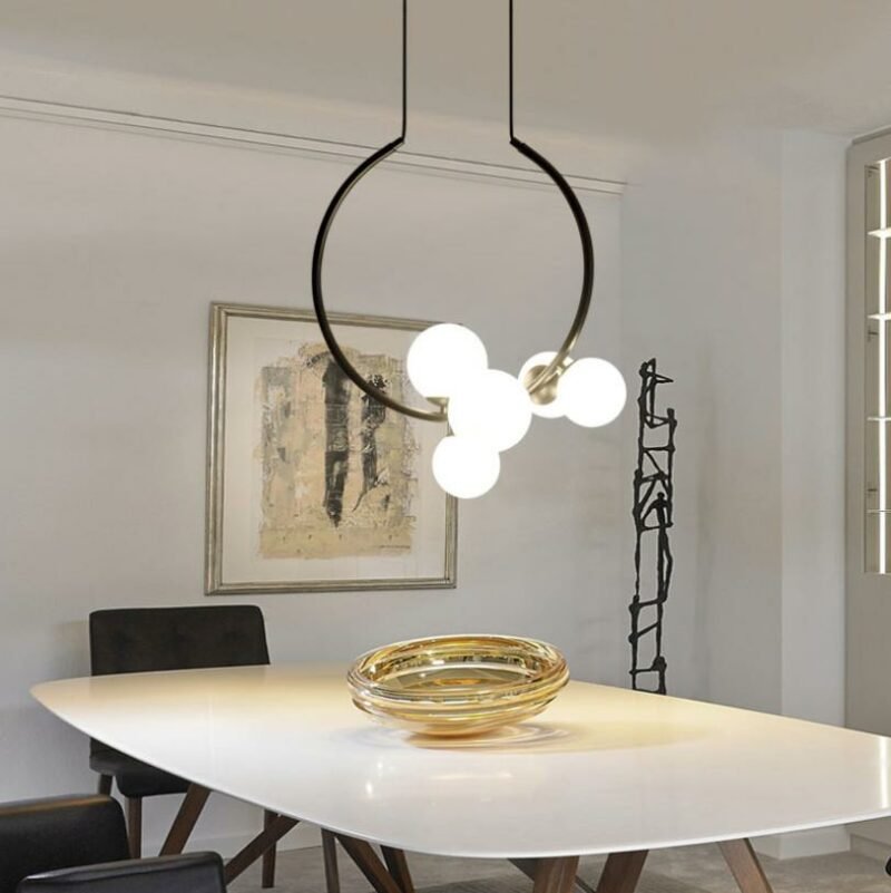 Nordic art magic bean restaurant Pendant lights  iron glass ball hang lamp modern creative bar living room study bedroom light 6