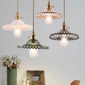 Glass Pendant Light Nordic Pendant Lamp Copper Pendant light brass Creative minimalist  E27 Edison Lampshade For Restaurant 1