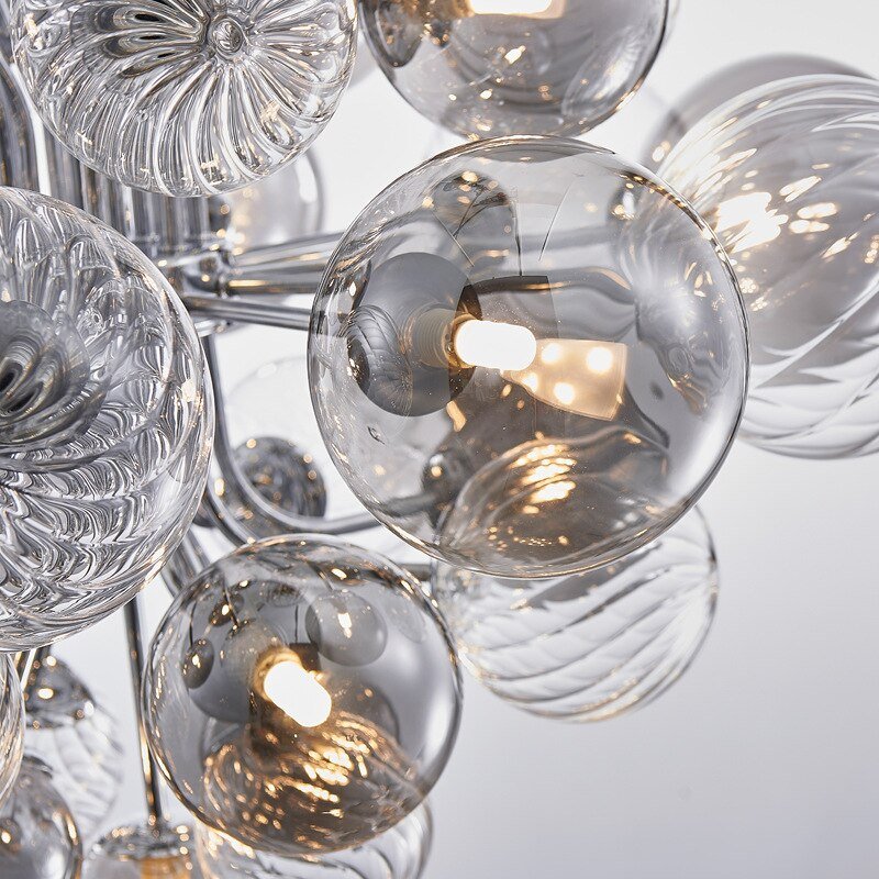 Designer New Glass Ball Bubble Pendant Nordic Light Luxury Diamond Kitchen Restaurant Bedroom Decoration Hanging Indoor LED Lamp 5