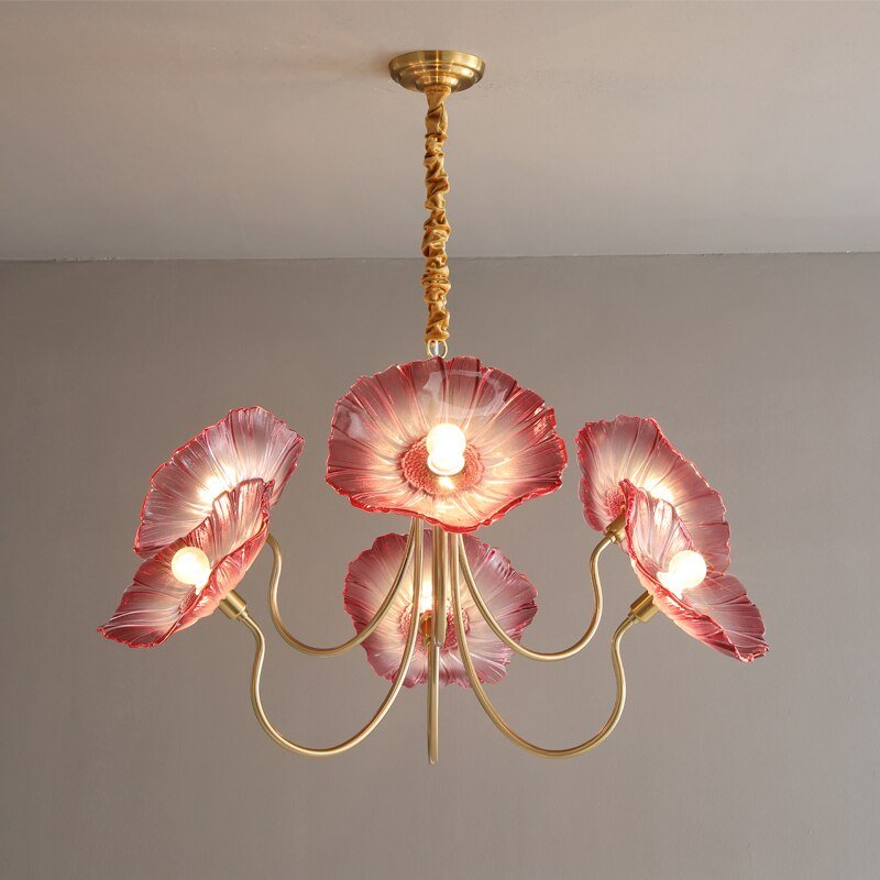 Light luxury style Nordic modern bedroom lamp creative flower personality simple dining room designer living room chandelier 4