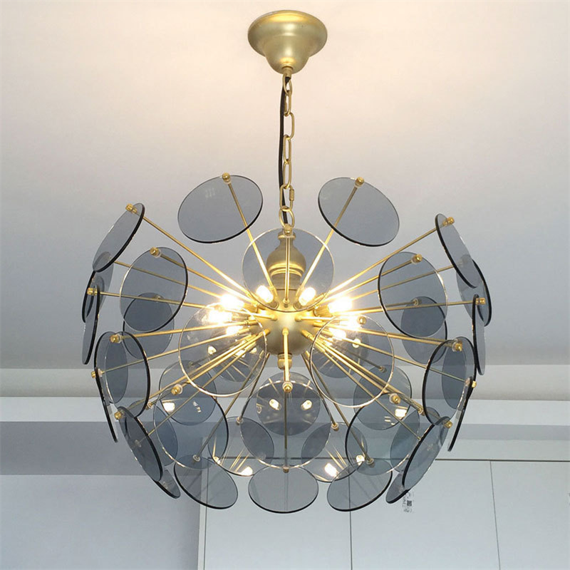 Italian Light Luxury Living Room Chandelier Nordic Minimalist Disc Petal Glass Dining Room Lamp Minimalist Pendant Lights 4