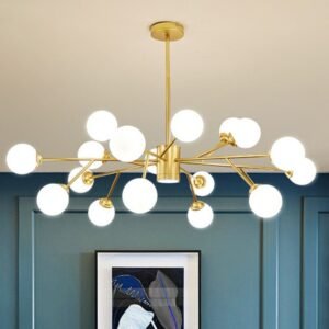 Creative glass ball chandelier Gold Black molecule light Living Room Bedroom G9 Lamps Fixtures Indoor kitchen island chandelier 1
