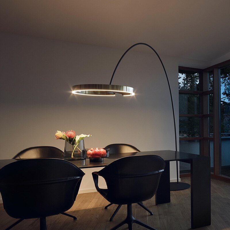Modern minimalist ring vertical floor light living room study model room club fishing floor lamp 2