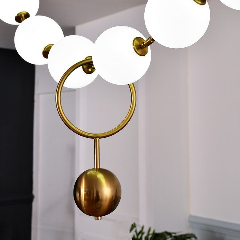 Nordic Glass Ball Chain LED Chandelier Ten Molecular bubble ball lustre Dining room Bedroom Living Room Hanging Light Fixtures 5