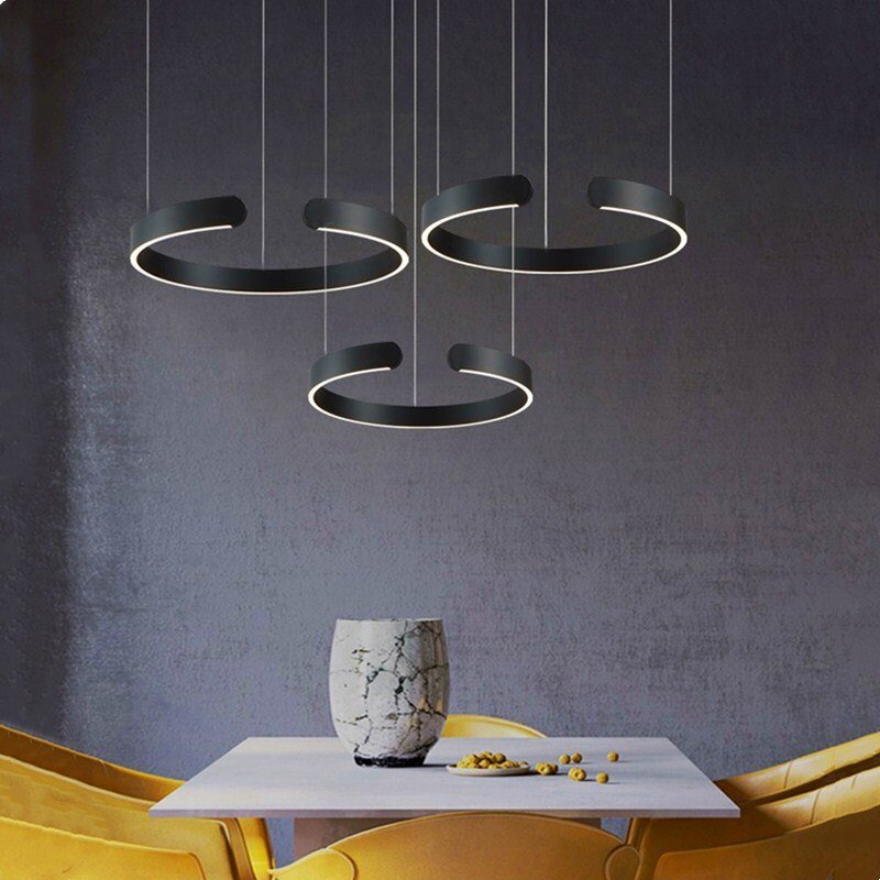 LED Pendant Light Creative Designer Light Luxury Living Dining Room Bar Counter Round Ring Cafe Bedroom Chandelier Lighting 6