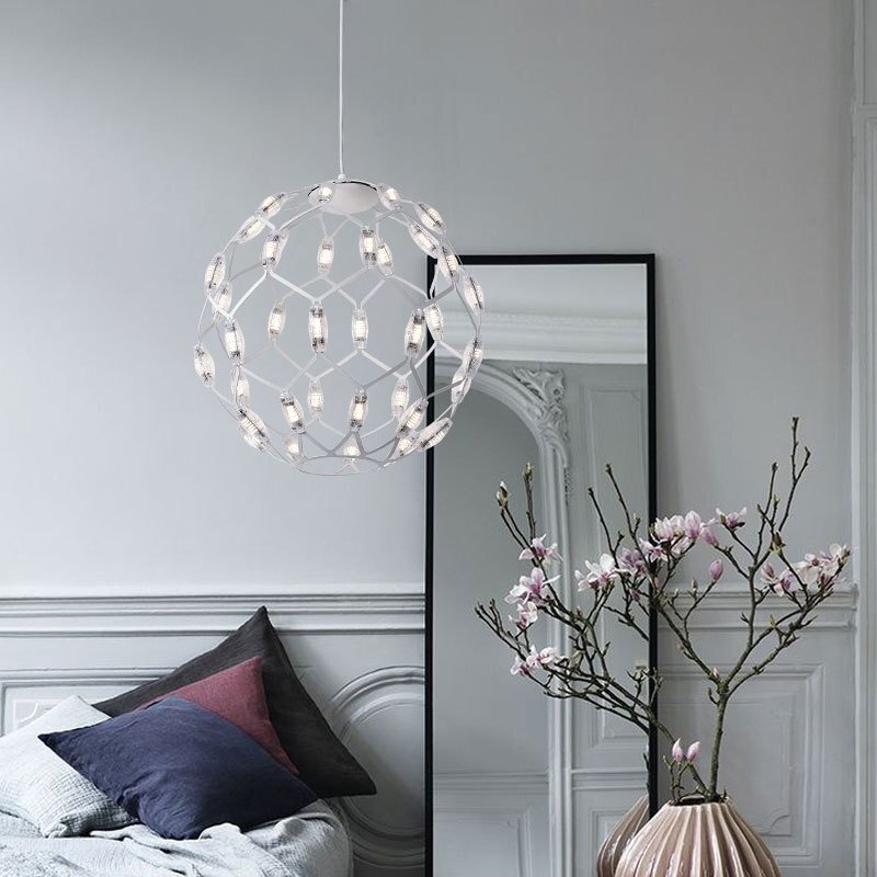 Minimalist Round Led Living Room Chandelier Black Iron Ball Hanging Lamp Decoration Bedroom Dining Table Bar Nordic Chandelier 5