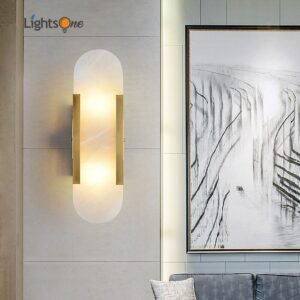 Post-modern creative natural marble wall light living room bedside bedroom study designer wall lamp 1