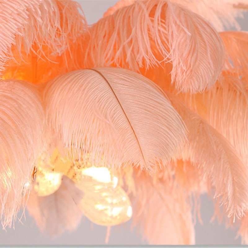 Postmodern Feather Chandelier Creative Designer 100% Real Ostrich Feather Decoration Light For Bedroom Living Room Princess Room 3