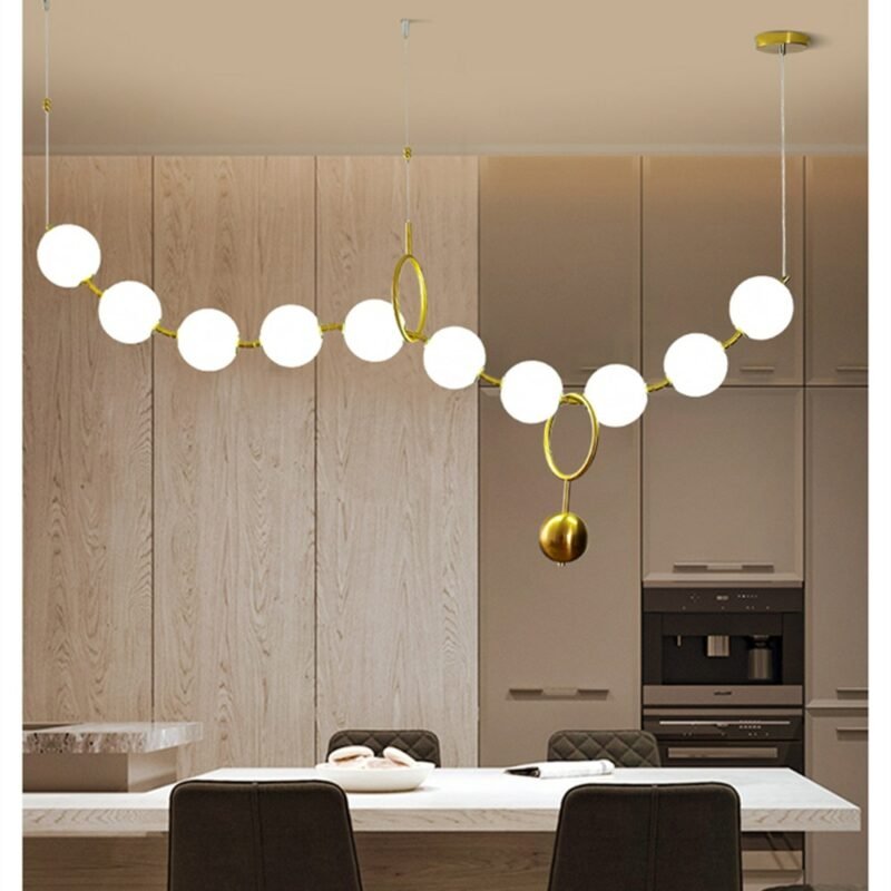 Nordic Glass Ball Chain LED Chandelier Ten Molecular bubble ball lustre Dining room Bedroom Living Room Hanging Light Fixtures 1