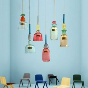 Nordic Pendant Lights modern Color Candy Bedroom Children's Room Single Head Glass Hanging Lamps Home Decor Fixtures Restaurant 1