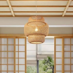 Rustic Pendant Light design Hand woven lamp Art Dining Room Bedroom Dining Room indoor cafe decoration Bamboo Pendant Light 1