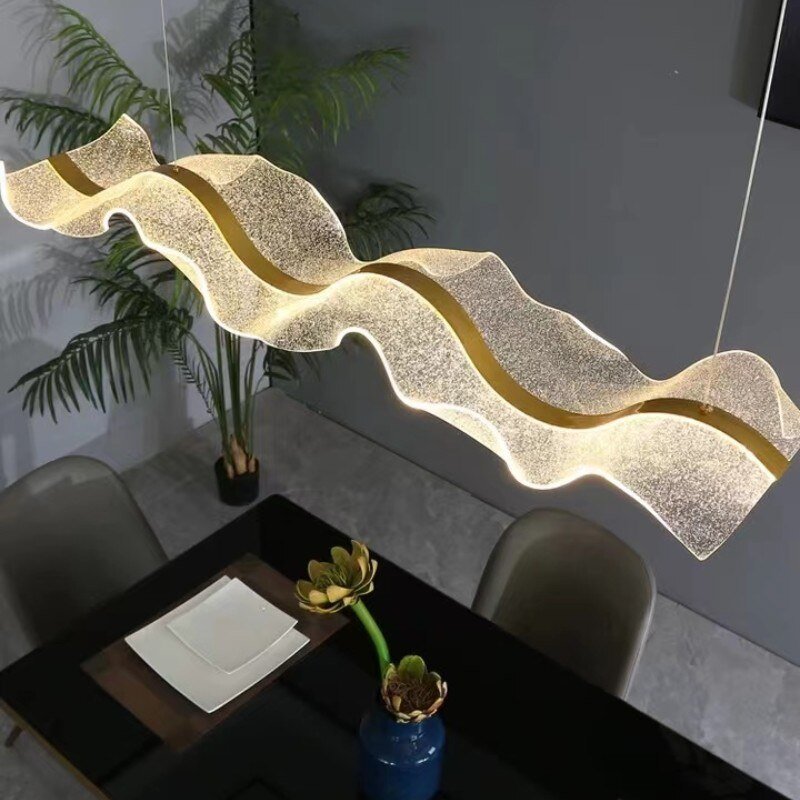 Acrylic Art Ribbon Led Chandelier Kitchen Living Room Home Office Design Modern Home Decoration Hanging Luminaires 1