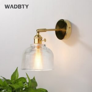 WADBTY Modern Glass Wall Light E27 LED Copper Light Switch Wall Sconce For Bedroom Suit for 90-260V 1
