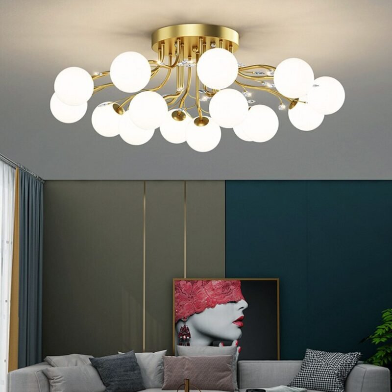 Modern Living Room Led Ceiling Chandelier Iron Gold Black For Bedroom Loft Pendant Home Decor Indoor Lighting Lusters Luminaire 3