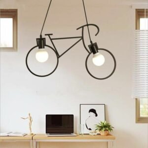 Nordic creative bicycle Pendant Light For Living Room Lighting   Black Wrought iron Hanglamp For  children bedroom light 1