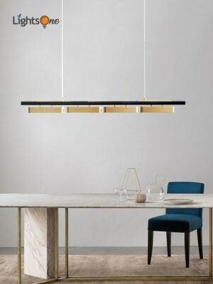 Modern minimalist restaurant long chandelier Nordic designer creative personality light luxury hollow model room bar lamps 1