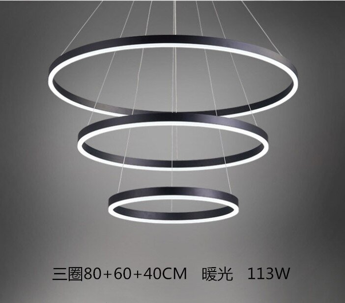 Modern Acrylic Living Room Pendant Light  80 60 40cm Round Ring Led Dining Table Office Bedroom Study Indoor Decorative Lamp 6