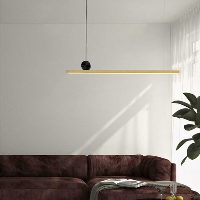 New Line LED Pendant Lamps For Living Room Gold  Copper Long  Hanging Lamp For Dining Bar  barbershop Home Fixture Lights 6