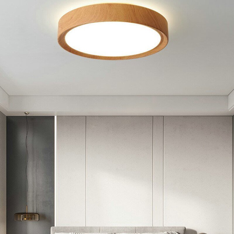 LED Ceiling Light Modern Simple Wood Round  Ceiling Lamp For Bedroom Living Room Aisle Lighting Fixture Indoor Ceiling Luminary 5