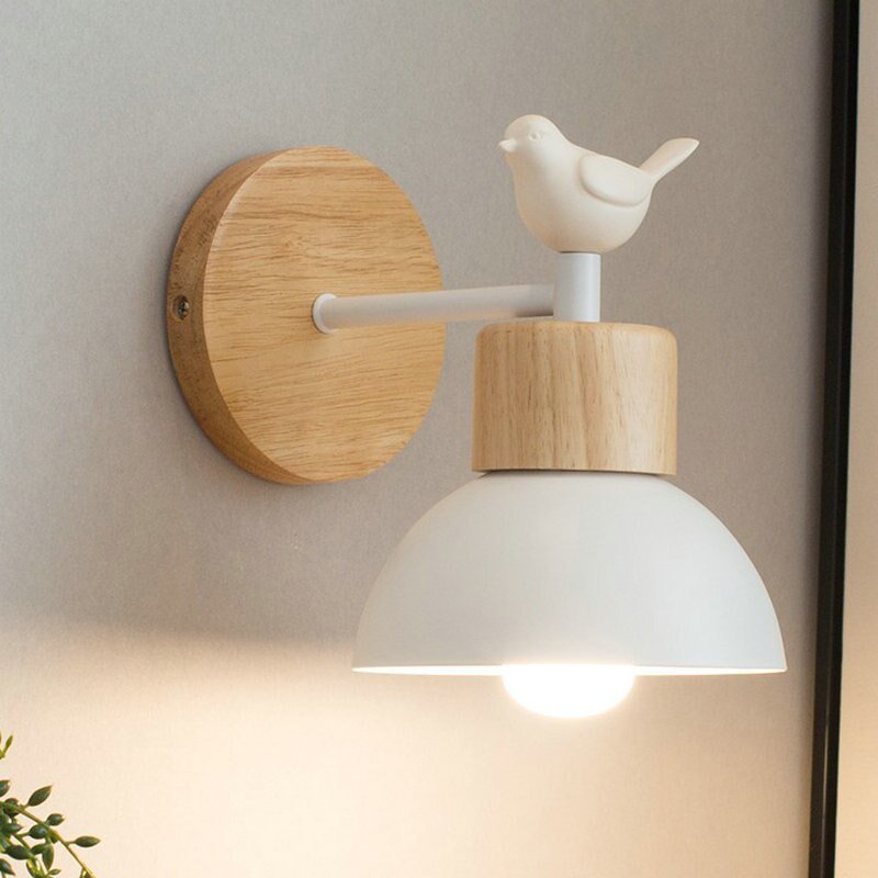 Japanese Style Wood Bird Wall Lamp Creative Lighting Fixture for Kitchen Balcony Staircase Sconce Bedroom Aesthetic Room Decor 2