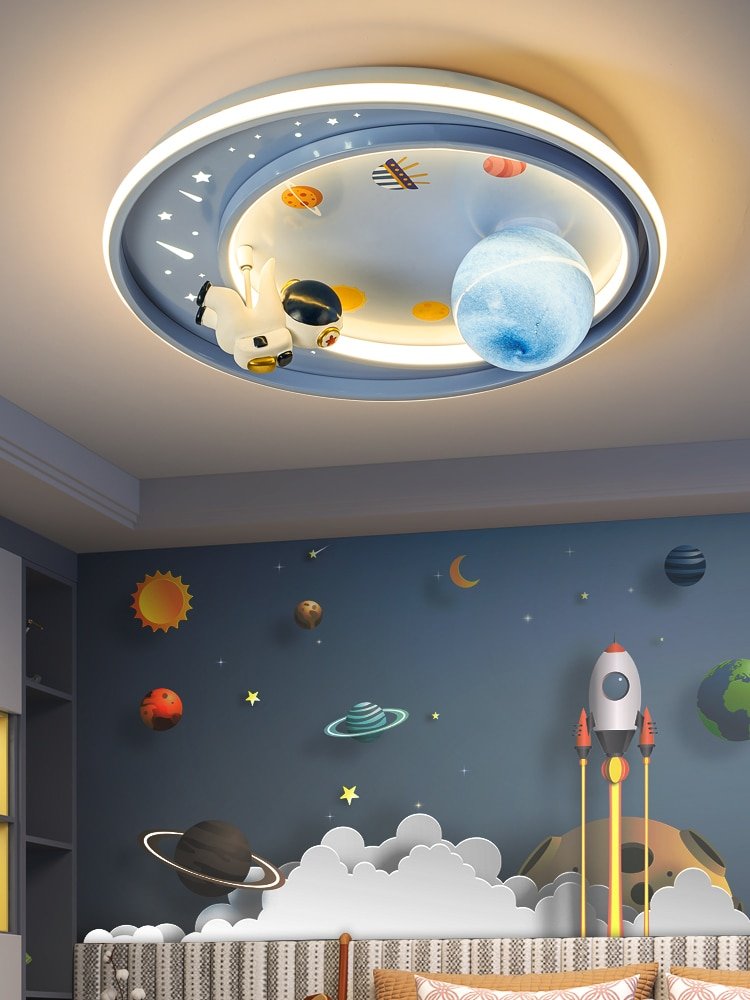 Child Room Cartoon Astronaut Astros Planet ceiling Light Bedroom suction Top ceiling Lamp 1