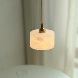 Wabi-sabi Marble Fancy Pendant Lamp for Bedroom Kitchen Copper Luminaire Suspension Aesthetic Room Decorator Lighting Appliance 1