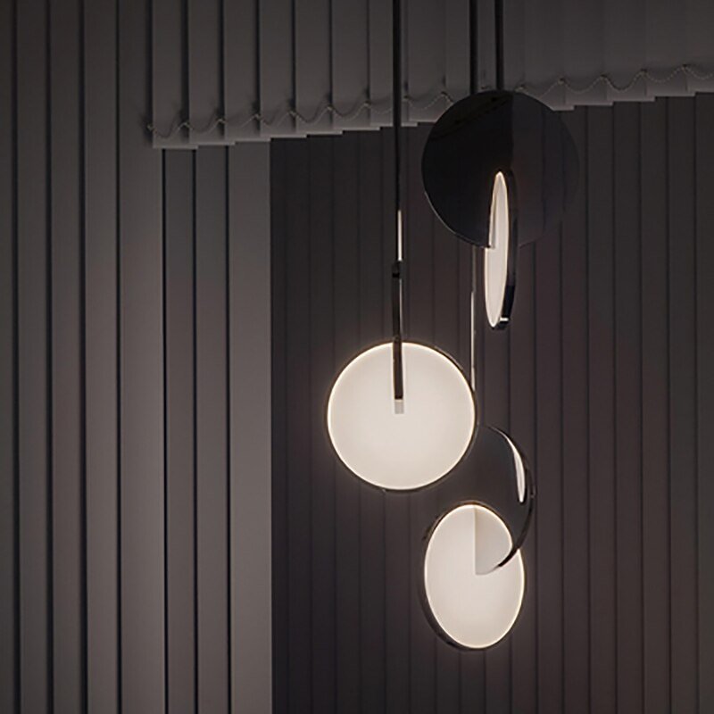 Acrylic Stainless steel mirror round LED Pendant Light artistical Simple design Cross shape pendant lamp Indoor decoration light 4