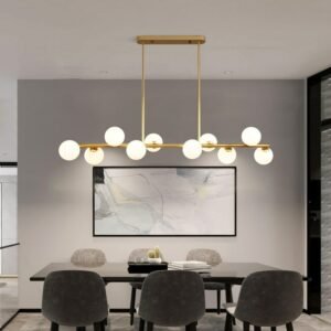 Modern exquisite hanging glass bubble chandelier, kitchen and living room chandelier, gold and black home lighting 1