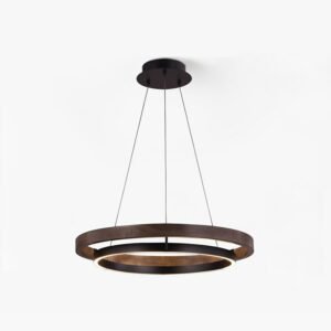 Nordic antique chandelier with wood grain color living room and dining room circular ring light 1