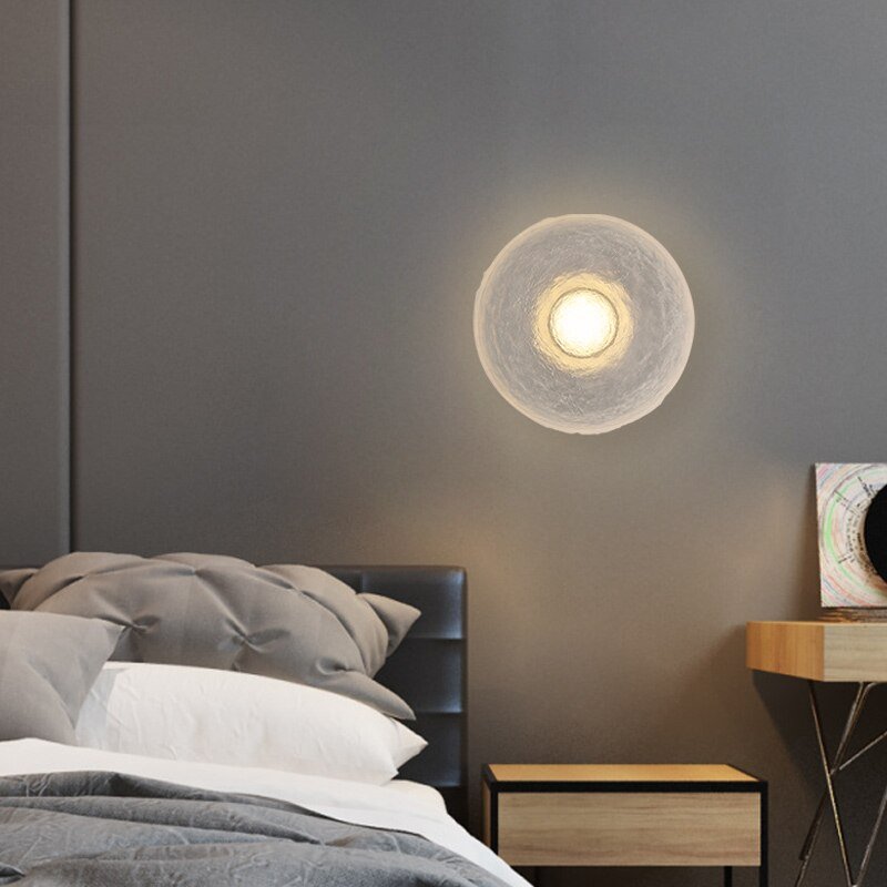 Wabi-sabi Designer Decorative Resin Wall Lamp Round Background Bedroom Bedside Lamp Transparent Atmosphere Ins Japanese Light 3