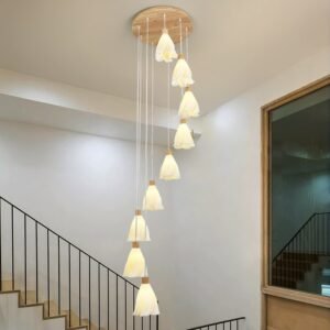 Modern Chandeliers 3D Printed Lampshade Pendant Lamp For Ceiling Long Chandelier Fixture For Staircase Villa Living Dining Room 1