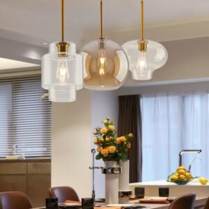 Nordic Glass Pendant Lamp Fixture Glass Lampshade Led Bedroom Living Room Kitchen Dining Restaurant Home Decor Hanging Lights 1