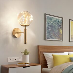 Glass Lampshade Led Wall Lamps Bedside Aisle Entrance Corridor Bedroom Interior Wall Sconces Gypsophila Decorative Luminary 1