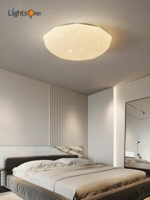 Simple modern bedroom ceiling lamp round porch balcony lamp warm romantic star ceiling light 1