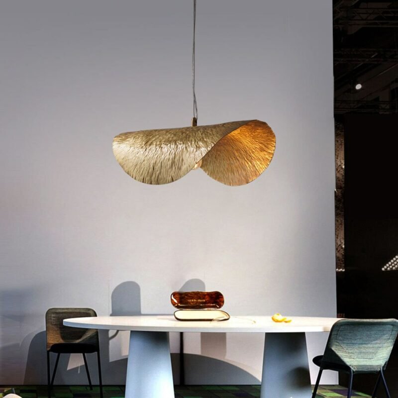 Lotus Leaf Copper Pendant Light Handmade LED Chandelier for Living Dining Room Kitchen Bar Aesthetic Room Decorator Lustre Lamp 3