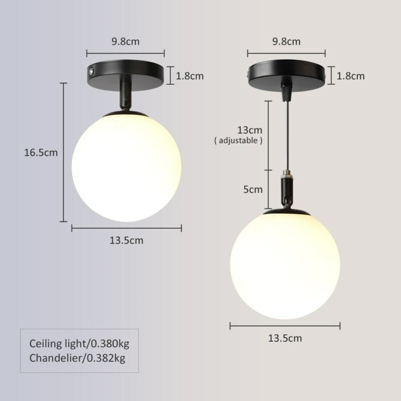 WADBTY Nordic Minimalist Modern Round Glass Ball Ceiling Lamp Corridor Lamp Creative Living Room Lights Ceiling Lamp 3