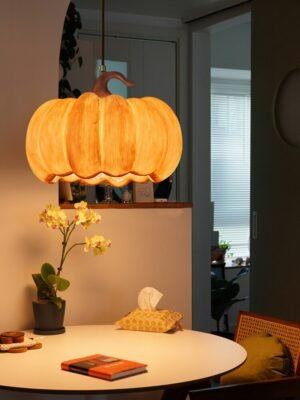 Designer restaurant pendant lamp, Japanese retro bedroom lamp, personalized study, silent wind pumpkin pendant light 1