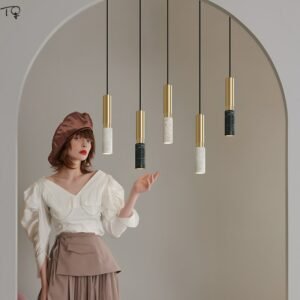 Nordic Ins Fashion Atmosphere Pendant Lights Modern Simple Marble Light Single Head Decor Bedroom Bedside Bar Dining Room Study 1