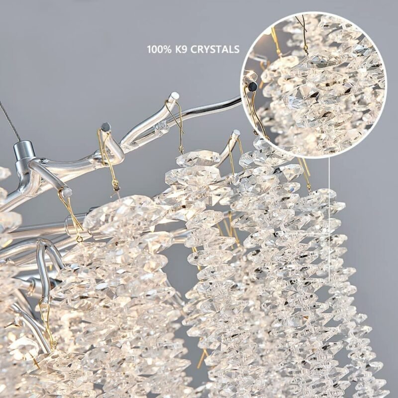 Luxury chrome plating Crystal Tree Branch Chandelier Pendant Lamp for Living Dining Room Hanging Lights Fixtures 3