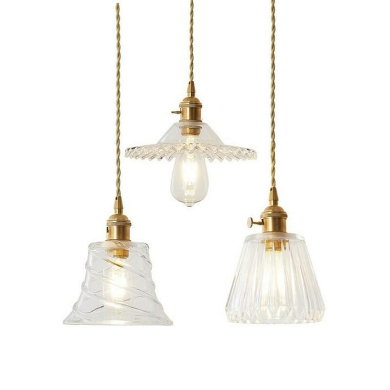 Nordic Pendant Lamp Copper Lamp Brass Creative Minimalist E27 Transparent Lampshade For Bar Light Glass Pendant Light 3