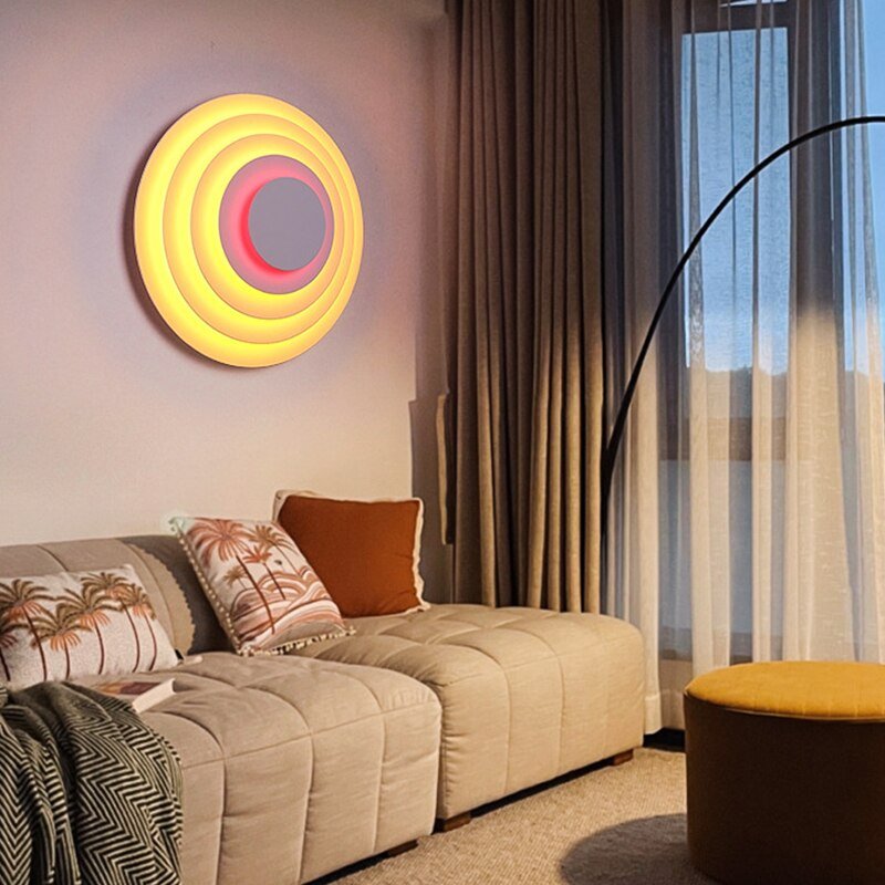 Medieval Atmosphere Nordic Wall Lamp Living Room Dream Circle Colorfull Mural Bedroom Sconces Aisle Round LED Lighting Luminaire 5