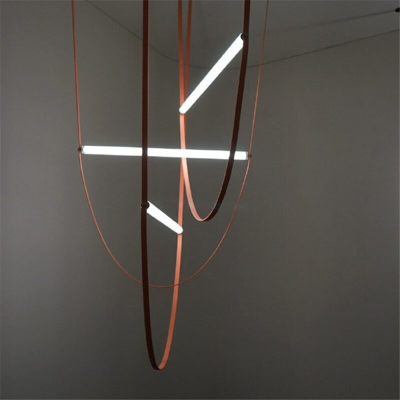 Italy scandinavian pendant light leather lamp Wireline Suspension postmodern designer restaurant staircase art pendant light 4
