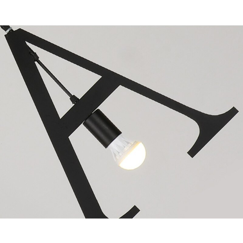 Art DIY Alphabet Letter LED Pendant Lamp for Kitchen Bar Loft Creative Metal Hanglamp Home Decor Personality Lighting Appliance 6