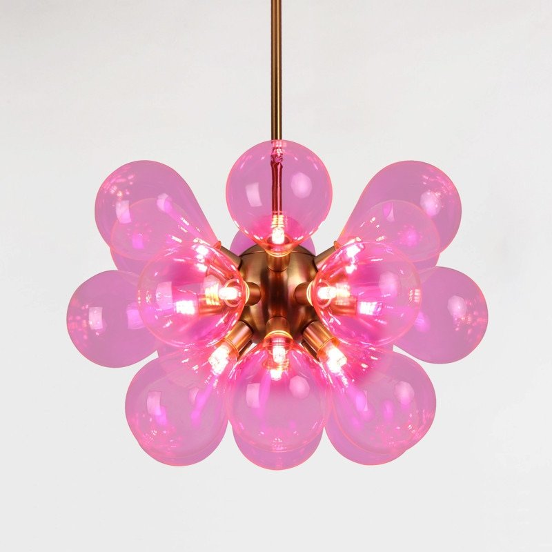 Post-Modern Nordic Minimalist Living Room Bedroom Children'S Room White Blue Pink Bubble Ball Glass Chandelier Lamps 3