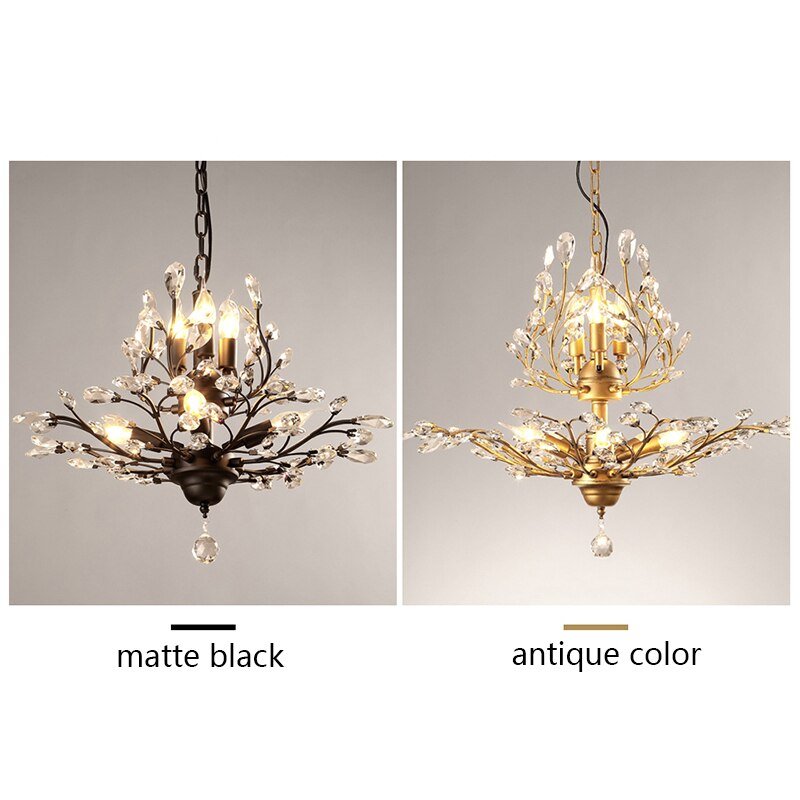 Crystal Chandelier Nordic Creative Design Black/Gold Chandelier E14 Bulb Pendent Lamp Suitable For Dining Room And Living Room 5