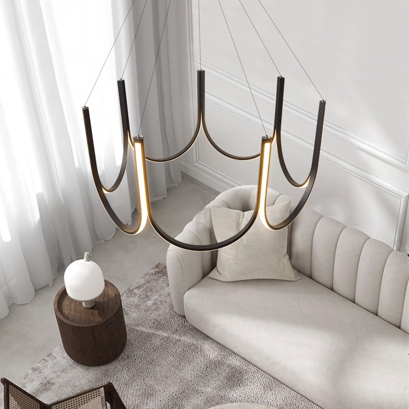 LED Pendant Modern Lights Minimalist U Shape Chandeliers Restaurant Bedroom Light Luxury Home Decor Hanging Lamp 2